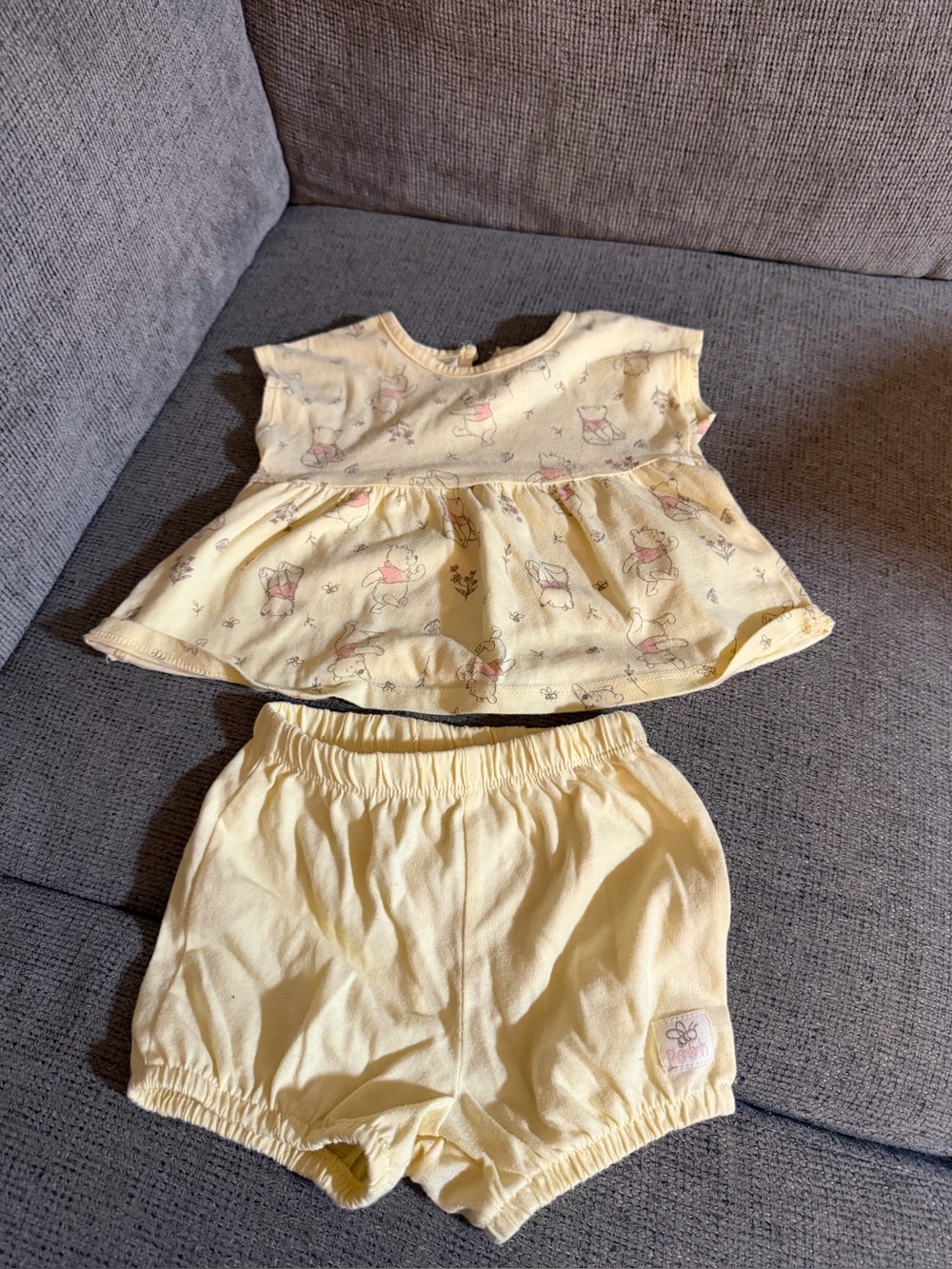 Disney Yellow Baby Top and Bloomers Set with Printed Characters